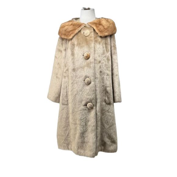 Vintage Brazotta Faux Fur Long Button Closure Coat - Picture 1 of 13